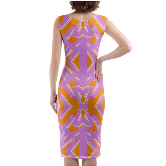 Bodycon Dress "Unrestrained Emotions" in orange and lilac