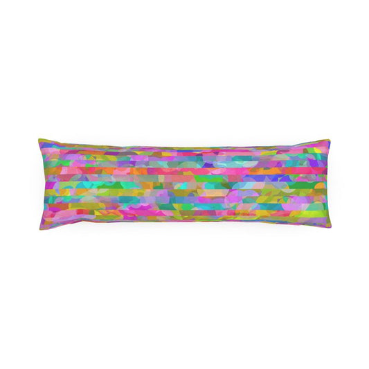 Abstract Brightly Coloured Stripes Bolster Cushion